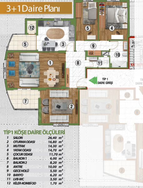 Hacılar Akyazıda Sahibinden Satılık 3+1 daire